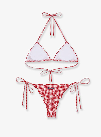 Mc2 Saint Barth Sagitami Nylon Bikini With Vichy Pattern