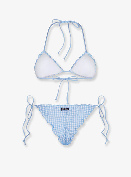 Mc2 Saint Barth Sagitami Nylon Bikini With Vichy Pattern