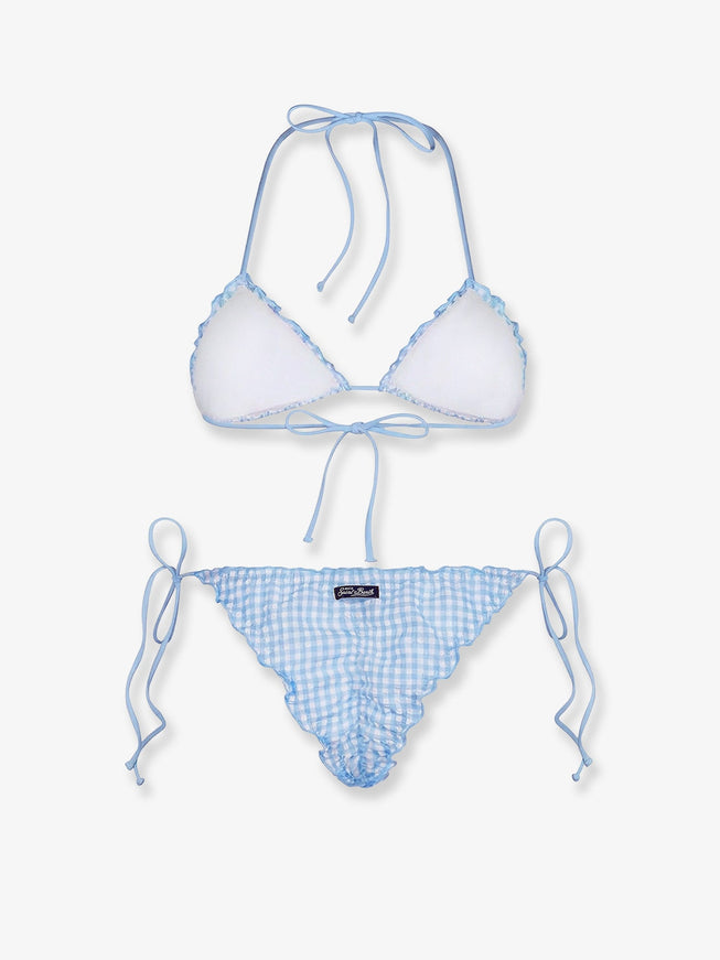 Mc2 Saint Barth Sagitami Nylon Bikini With Vichy Pattern