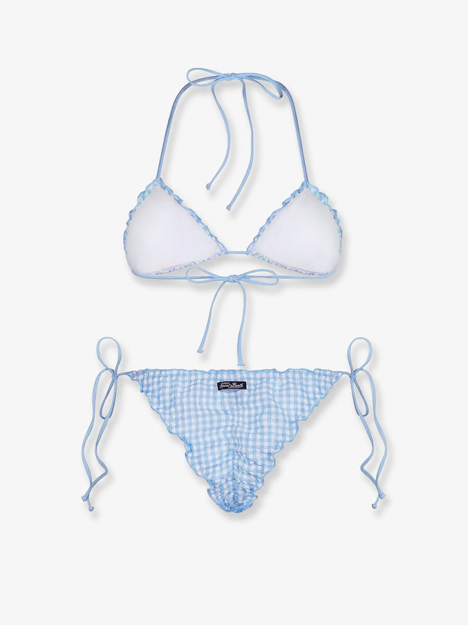 Mc2 Saint Barth Sagitami Nylon Bikini With Vichy Pattern