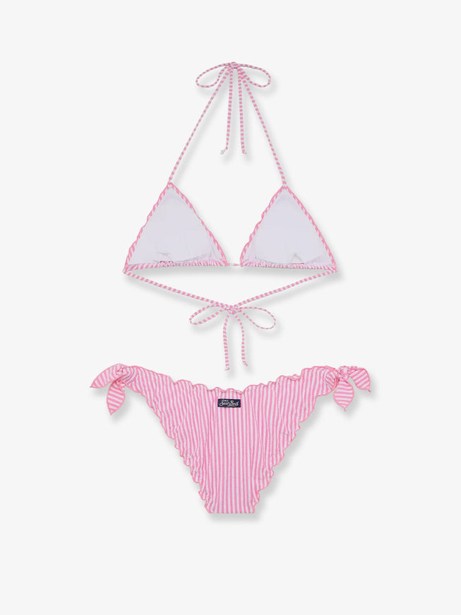 Mc2 Saint Barth Stretch Nylon Sarius Bikini With Striped Pattern