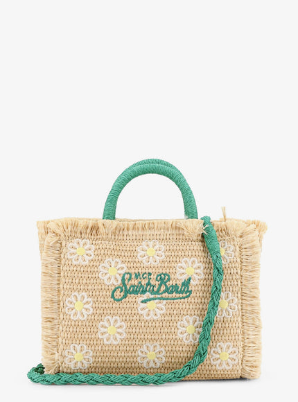 Mc2 Saint Barth Vanity Mini Straw Handbag With All-Over Embroidery