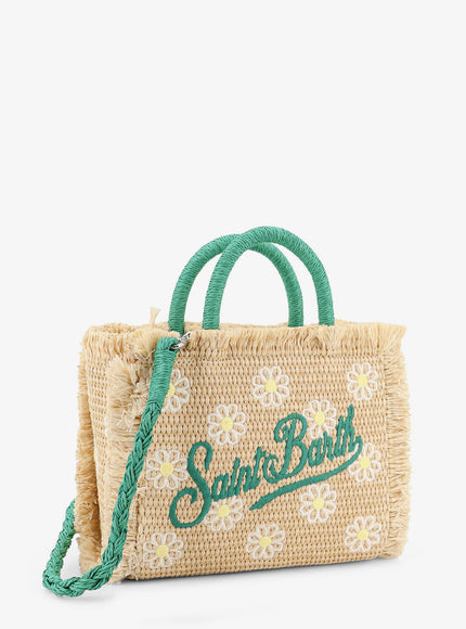 Mc2 Saint Barth Vanity Mini Straw Handbag With All-Over Embroidery