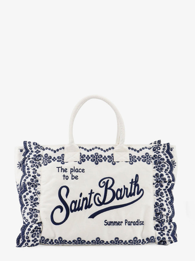Mc2 Saint Barth Vanity Volant Canvas Handbag With Sangallo Embroidery Uni Sangallo