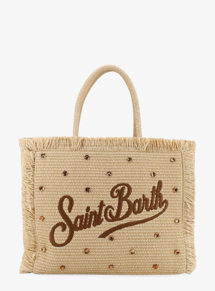 Mc2 Saint Barth Vanity Straw Raffia Handbag With Rhinestones Uni Straw