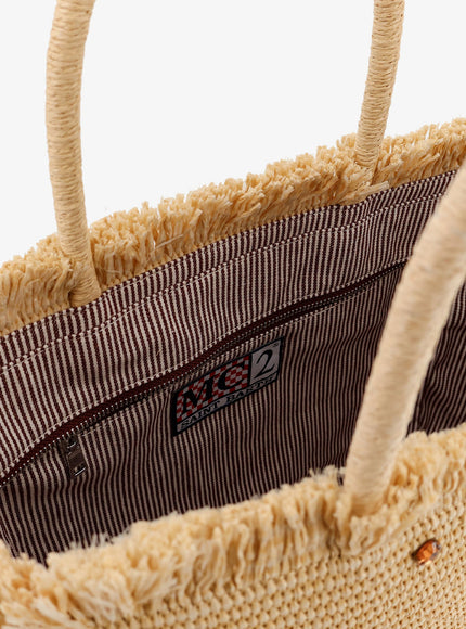 Mc2 Saint Barth Vanity Straw Raffia Handbag With Rhinestones