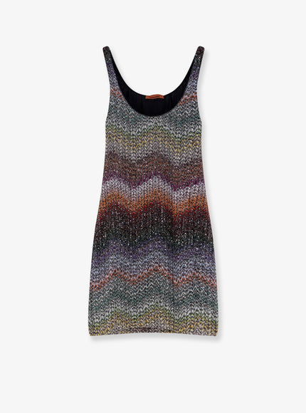 Missoni Short Knitted Dress With All-Over Sequins Multi Dark