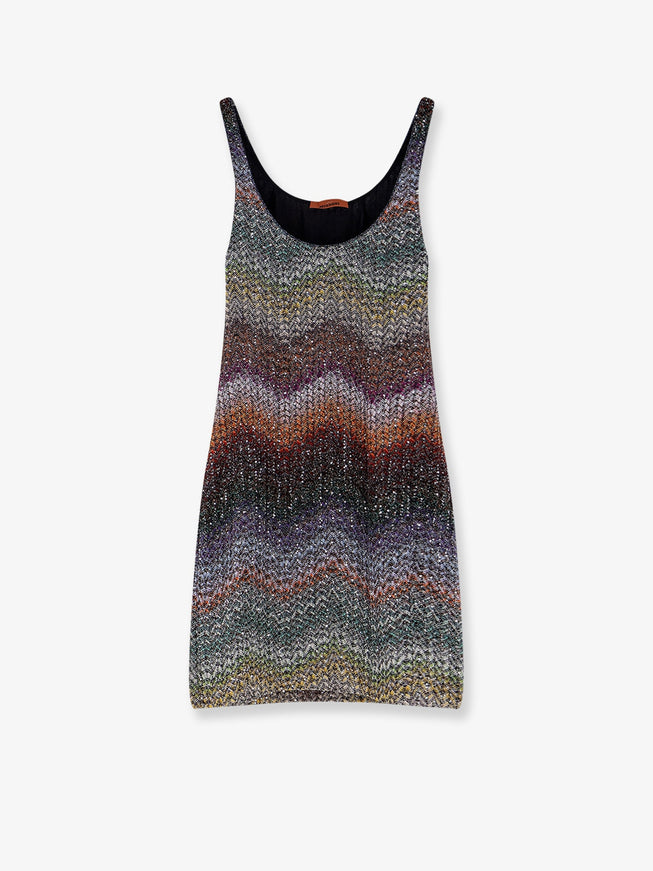 Missoni Short Knitted Dress With All-Over Sequins Multi Dark
