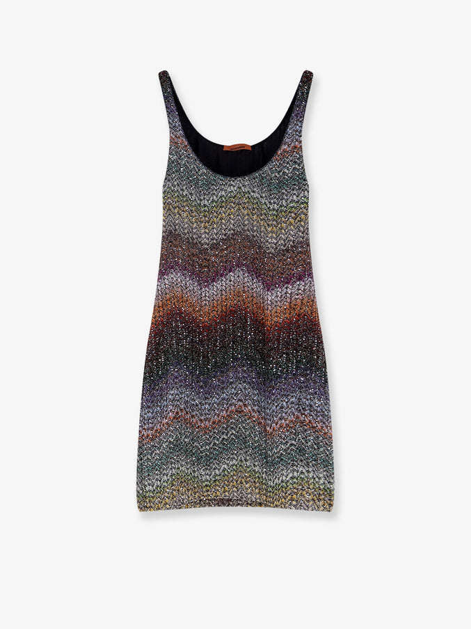 Missoni Short Knitted Dress With All-Over Sequins Multi Dark