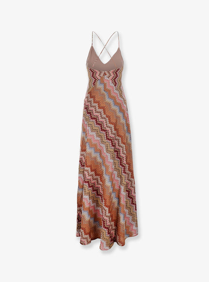 Missoni Long Viscose Dress With Chevron Pattern