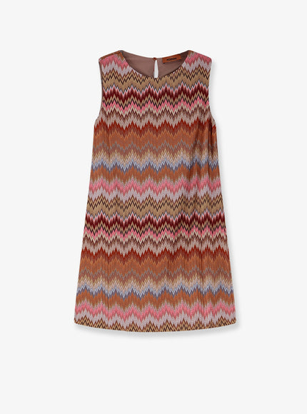 Missoni Short Viscose Dress With Chevron Pattern Pink Rust