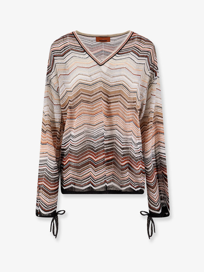 Missoni Multicolor Viscose And Metallic Fiber Sweater Red Beige