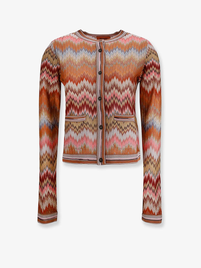 Missoni Viscose Cardigan With Chevron Pattern Pink Rust