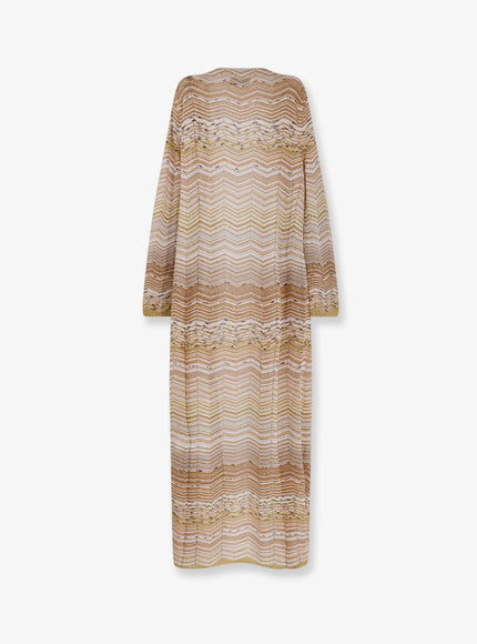 Missoni Long Chevron Motif Cardigan With All-Over Sequins