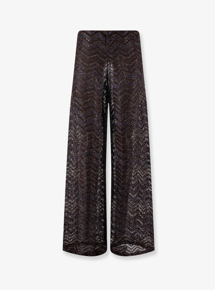 Missoni Viscose Blend Trousers With Chevron Pattern Dark Brow