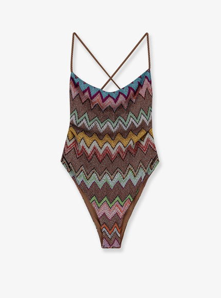 Missoni Laminated Viscose One-Piece Swimsuit Multicolor