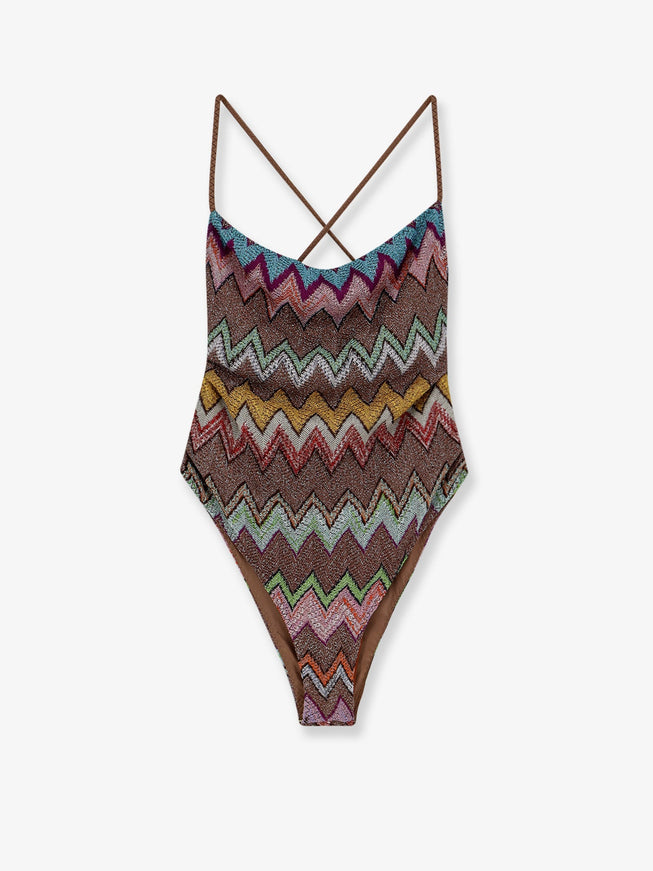 Missoni Laminated Viscose One-Piece Swimsuit Multicolor