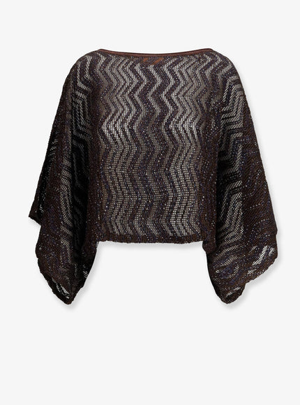 Missoni Viscose Top With Chevron Pattern Dark Brown