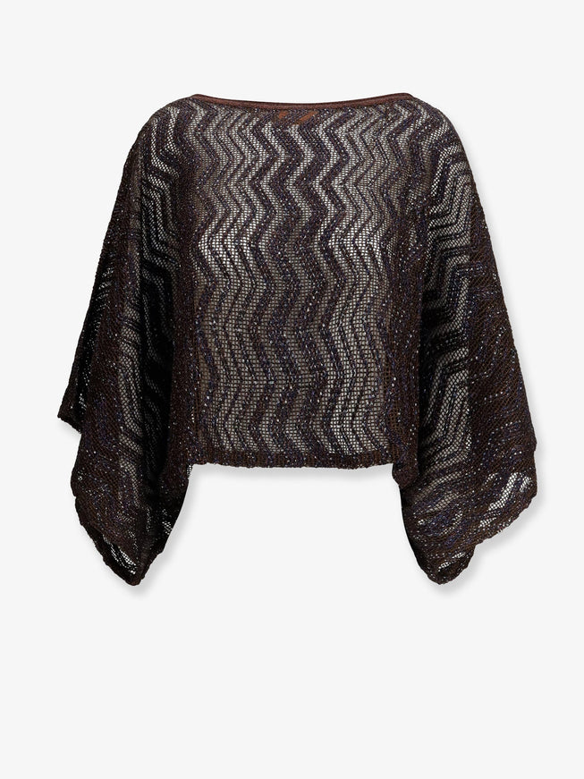 Missoni Viscose Top With Chevron Pattern Dark Brown