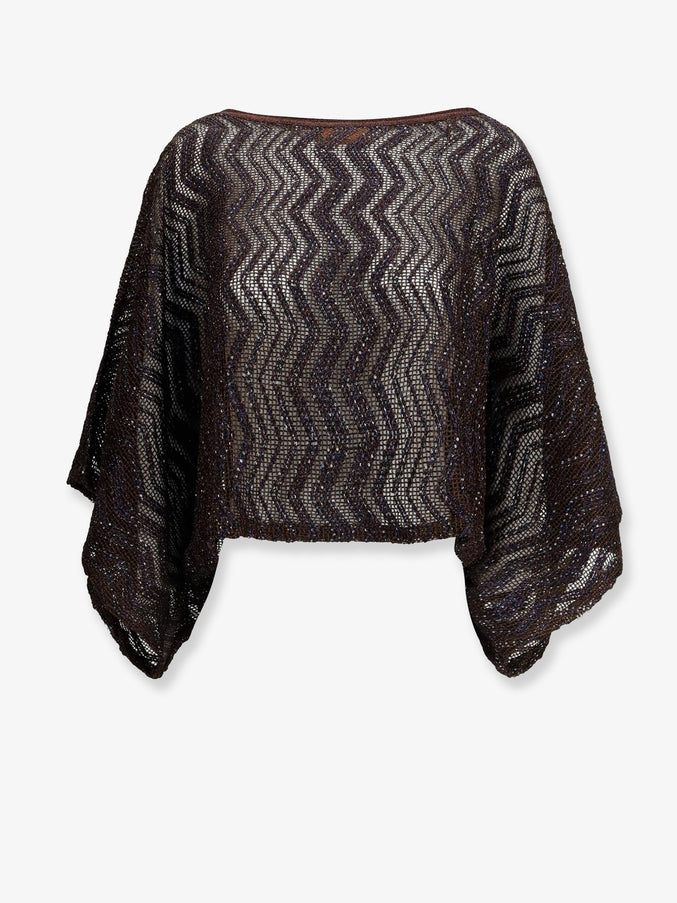 Missoni Viscose Top With Chevron Pattern Dark Brown