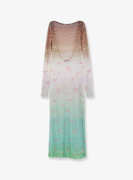 Missoni Multicolor Long Cover Up Dress Green Tones