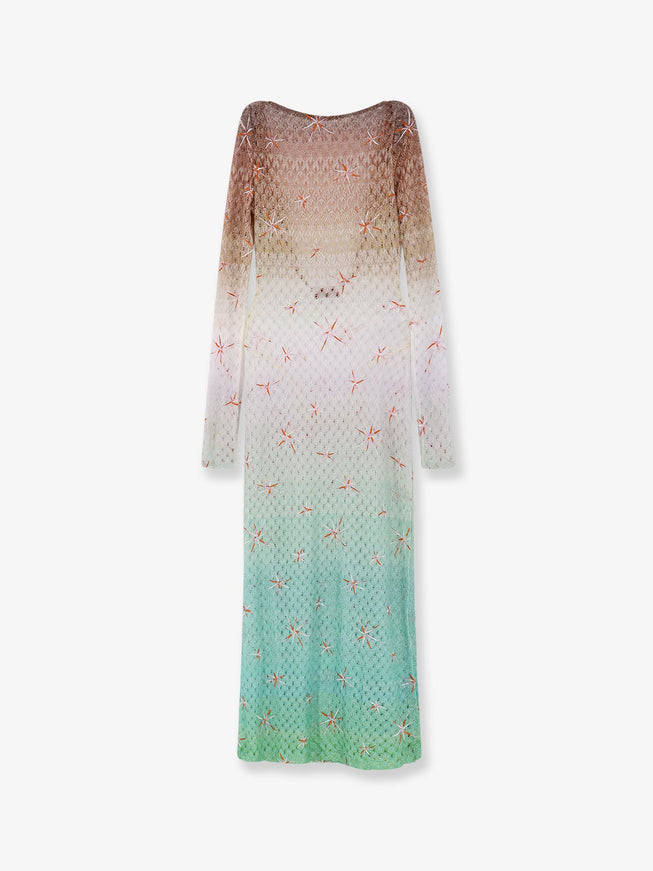 Missoni Multicolor Long Cover Up Dress Green Tones