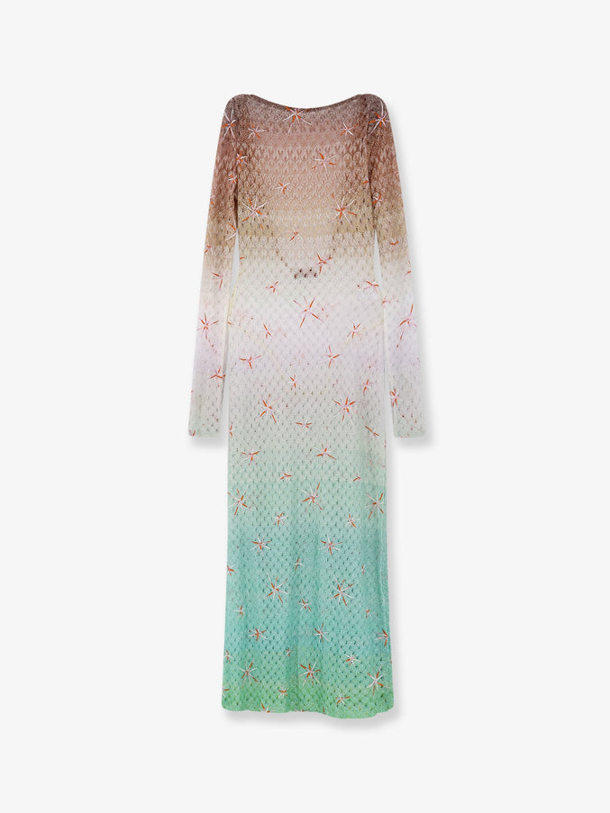 Missoni Multicolor Long Cover Up Dress Green Tones