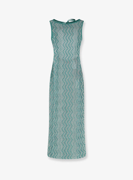 Missoni Laminated Viscose Long Dress Acquamarine