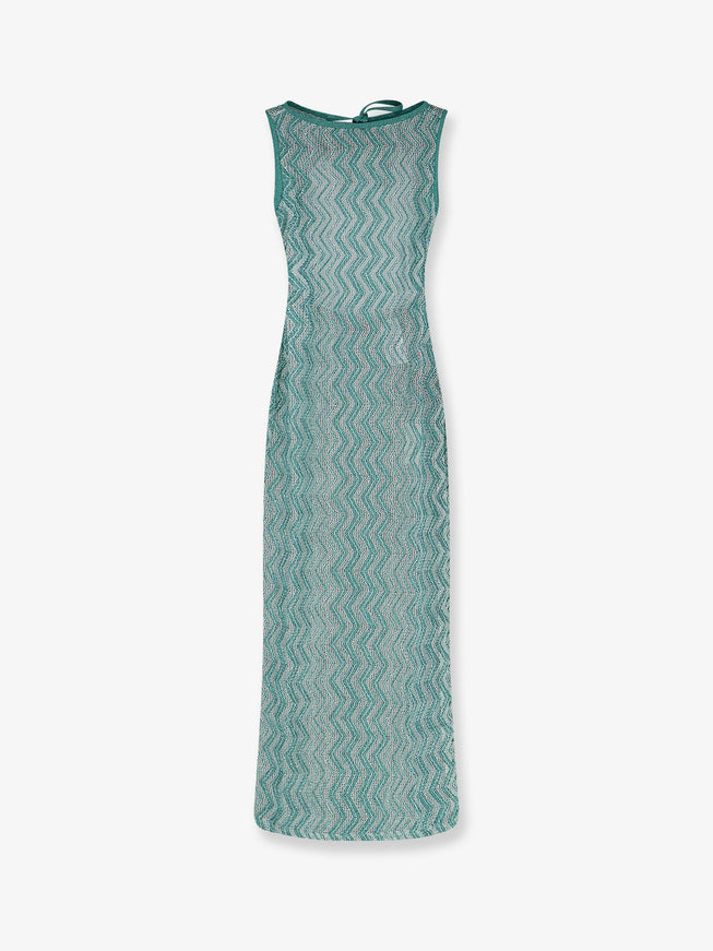 Missoni Laminated Viscose Long Dress Acquamarine