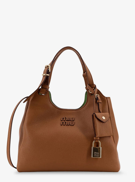 Miu Miu Hammered Leather Crossbody Bag Uni Caramel