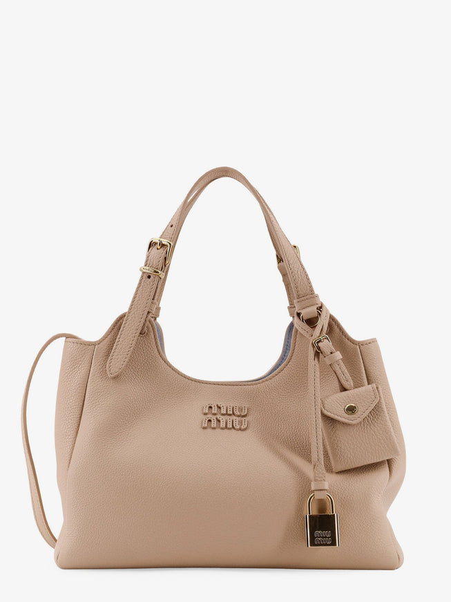 Miu Miu Hammered Leather Crossbody Bag Uni Travertine