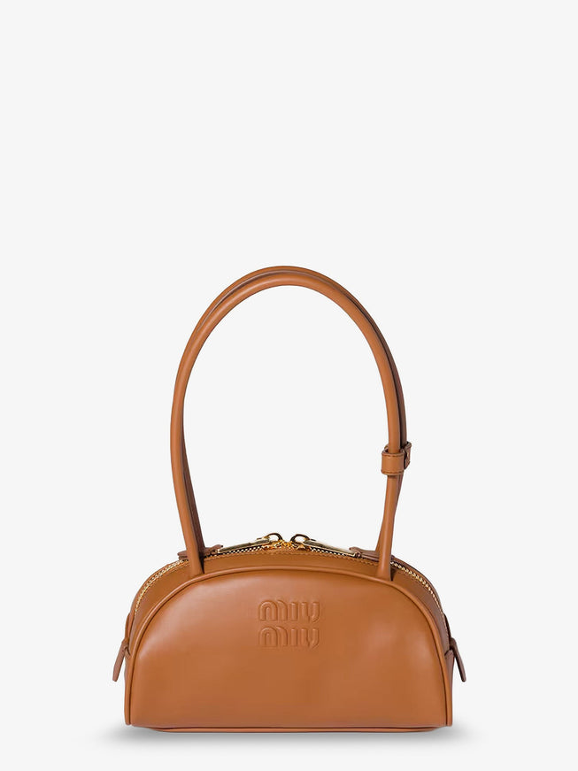 Miu Miu Beau Leather Handbag Uni Cognac