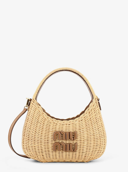 Miu Miu Wander Raffia Handbag Uni Natural Caramel