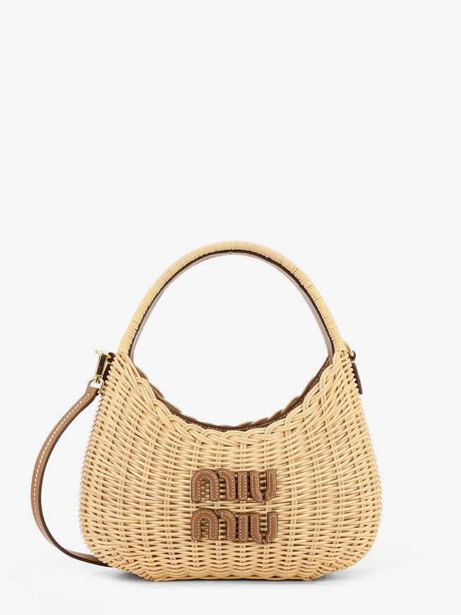 Miu Miu Wander Raffia Handbag Uni Natural Caramel