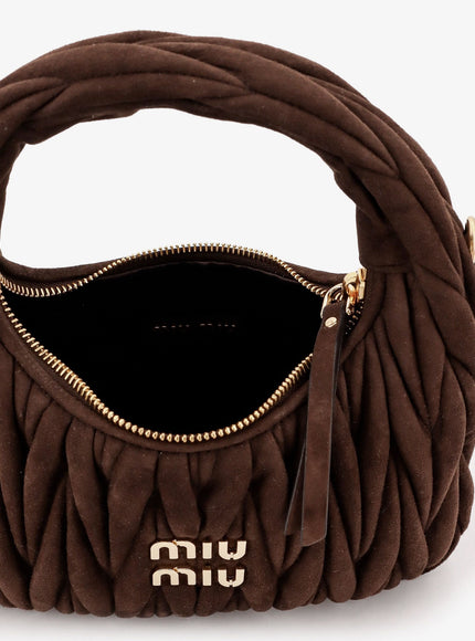 Miu Miu Wander Matelassé Suede Shoulder Bag
