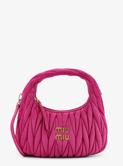Miu Miu Wander Matelassé Suede Shoulder Bag Uni Fuxia
