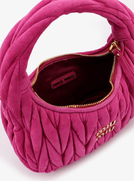 Miu Miu Wander Matelassé Suede Shoulder Bag