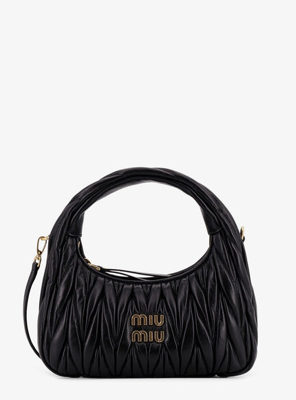 Miu Miu Wander Matelassé Suede Shoulder Bag Uni Nero