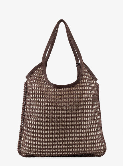 Miu Miu Crochet Mesh Shopping Bag With Tone-On-Tone Logo On The Front