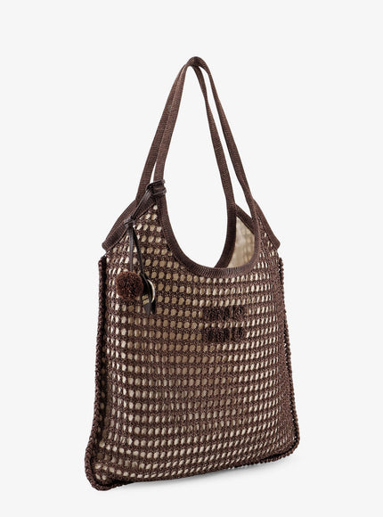 Miu Miu Crochet Mesh Shopping Bag With Tone-On-Tone Logo On The Front