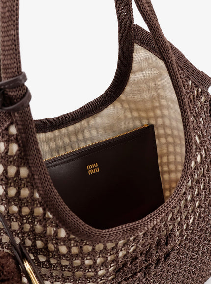 Miu Miu Crochet Mesh Shopping Bag With Tone-On-Tone Logo On The Front