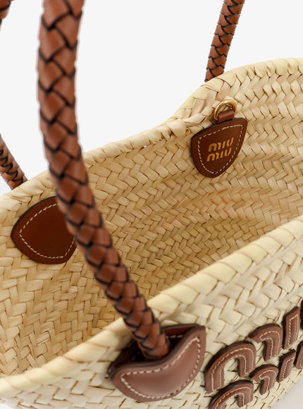 Miu Miu Palmito Handbag With Embossed Lettering Logo