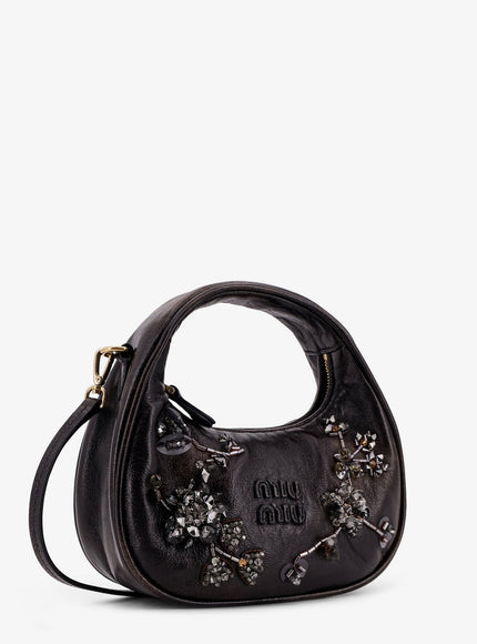 Miu Miu Wander Leather Mini Crossbody Bag With Embroidery