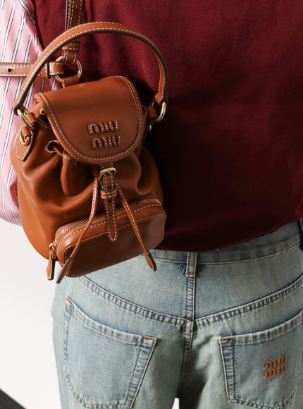Miu Miu Leather With Front Lettering Logo Crossbody Bag