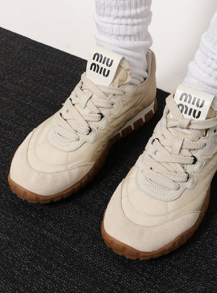 Miu Miu Technical Fabric And Suede Tyre Sneakers