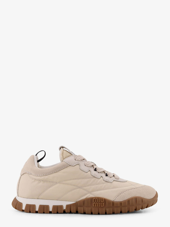 Miu Miu Technical Fabric And Suede Tyre Sneakers Avorio