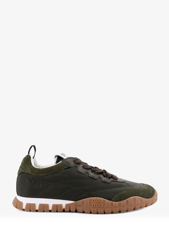 Miu Miu Technical Fabric And Suede Tyre Sneakers Loden
