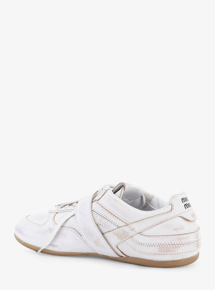 Miu Miu Used-Effect Leather Sneakers With Metal Buckle Detail
