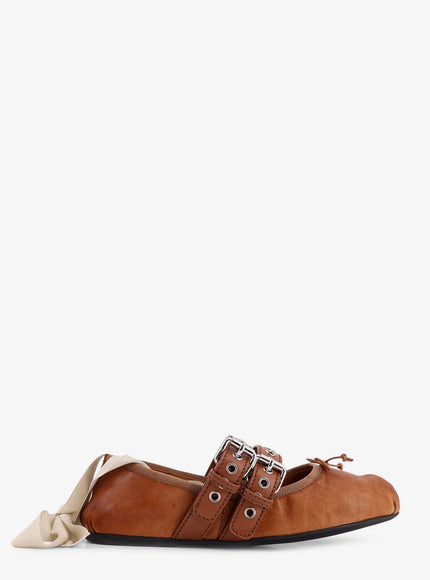 Miu Miu Leather Ballerinas Carmel