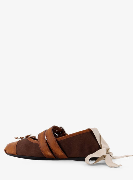 Miu Miu Canvas And Leather Blend Ballerinas